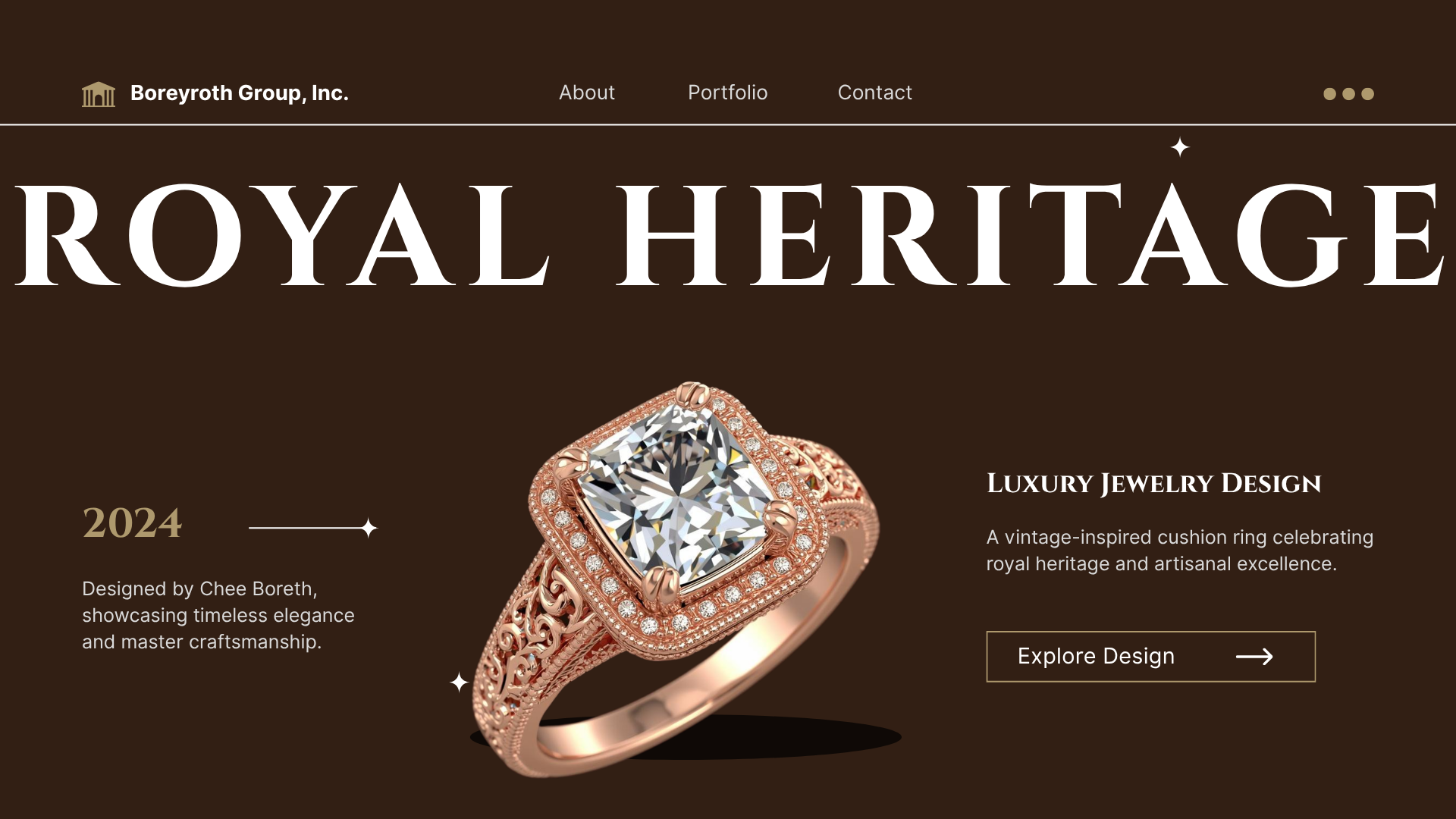 Royal Heritage Cushion Ring — Vintage Crown Filigree Luxury Design Concept