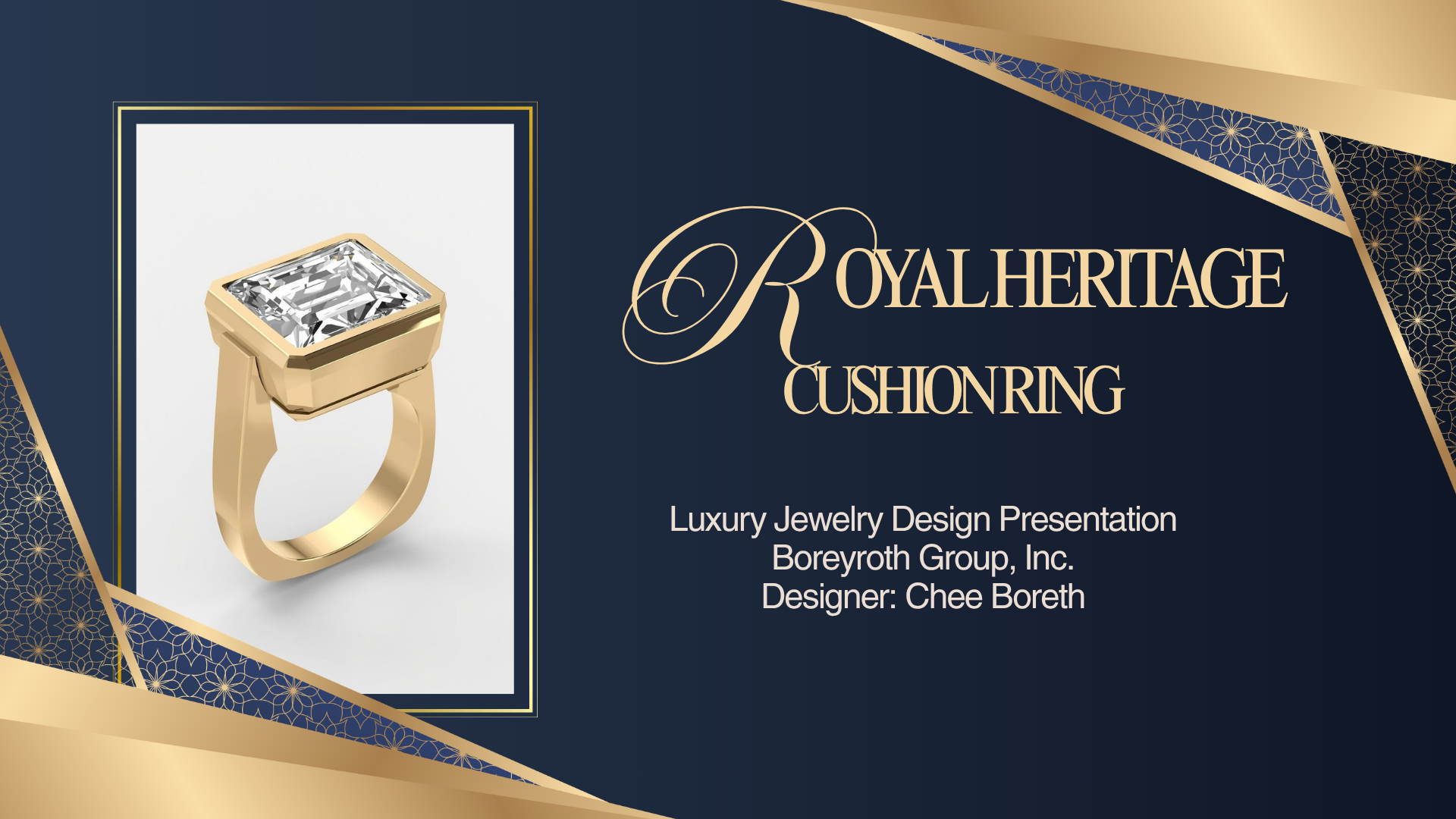 Royal Heritage Cushion Ring — Antique Crown Luxury Design (Digital Download)