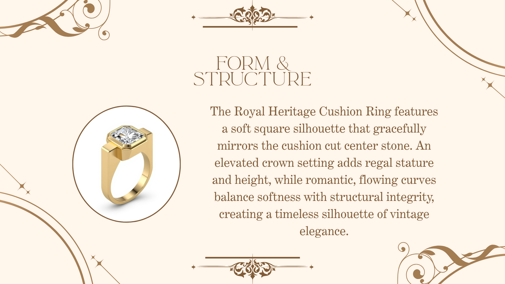 Royal Heritage Cushion Crown Ring — Antique Luxury Filigree Design Concept