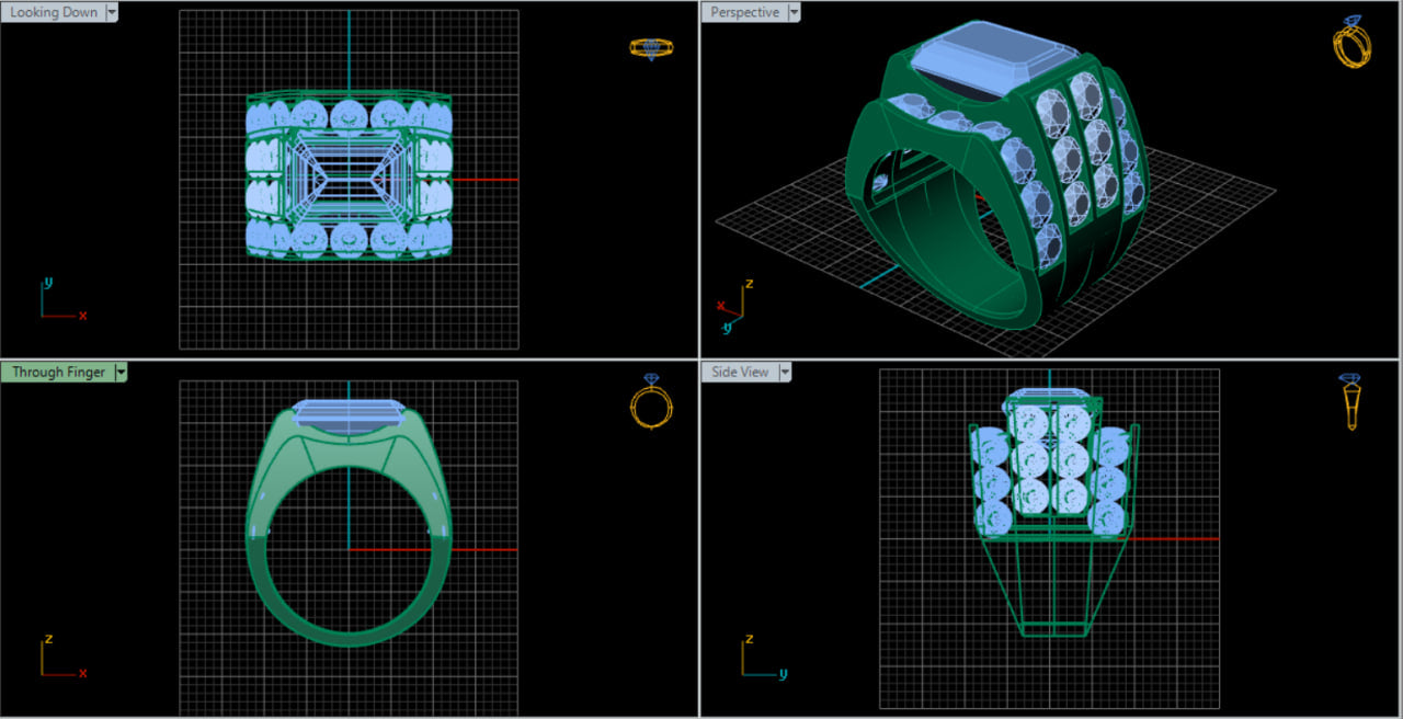 ✨ Men's Emerald Cut Diamond Ring — Luxury Statement Ring CAD Design Architecture 3DM (Digital Download)