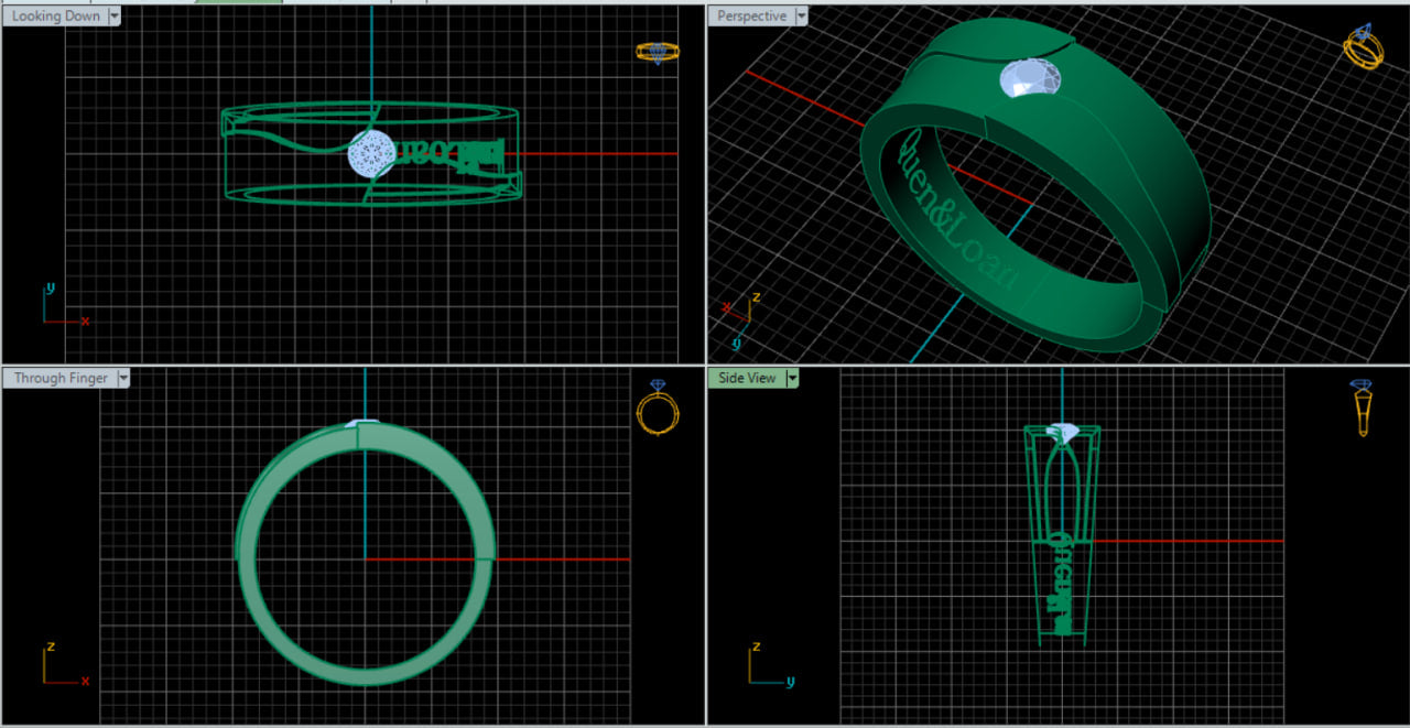 ✨ Women's Personalized Engraved Name Ring — Luxury Minimal Diamond CAD Design Architecture 3DM (Digital Download)
